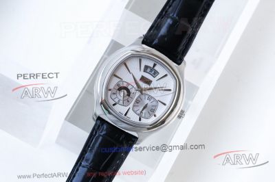 Perfect Replica Piaget Black Tie Goa32017 White Face Black Leather Strap 42mm Watch